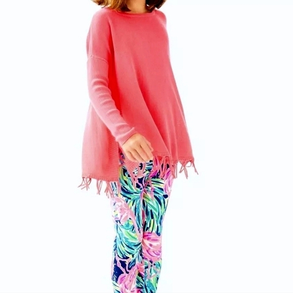 LILLY PULITZER Mini Ramona Fringe Long Sleeve Sweater in Barbie Pink - Picture 1 of 12